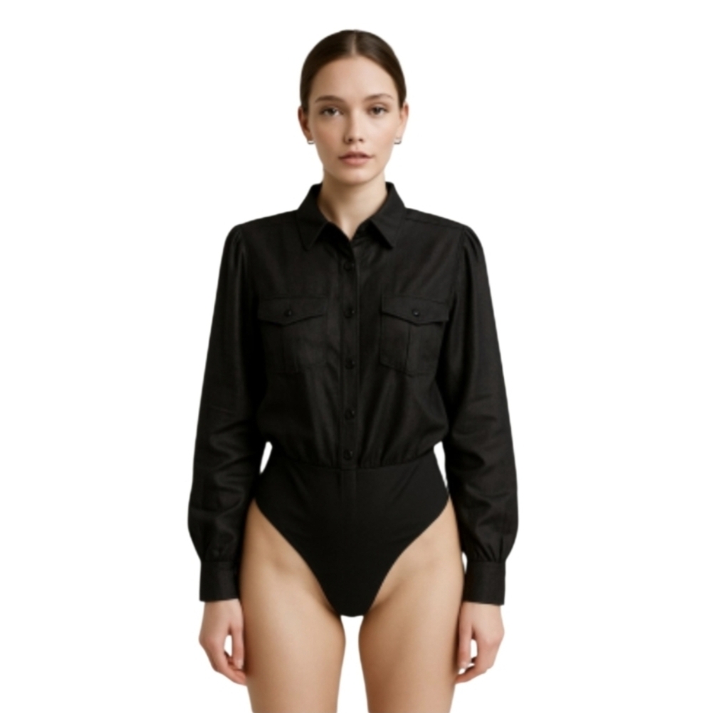 Ferriano Black Bodysuit size Large long sleeve sheer. - Picture 16 of 16